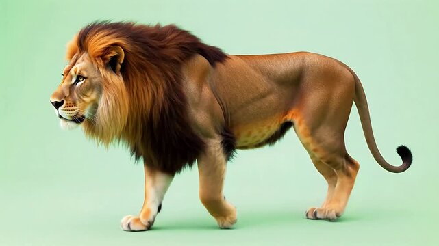 Premium Lion with Mane on Green Background for Contemporary Lifestyle and Visual Storytelling