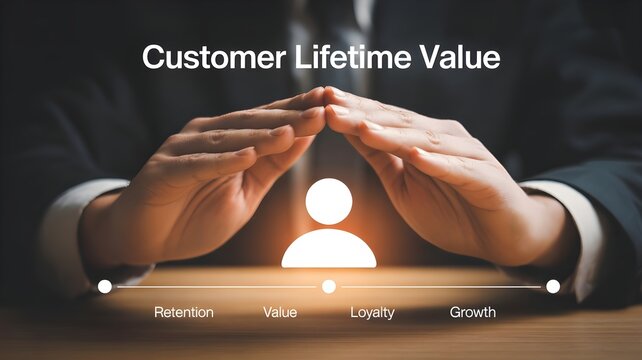 Businessman protecting customer lifetime value concept with hands