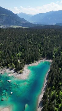 Lake Cauma Caumasee picturesque lake in Flims, Graub&uuml;nden, Switzerland