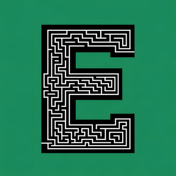 Large maze letter E design.