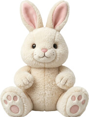 Obraz premium Adorable cream-colored Easter bunny plush toy isolated on transparent background