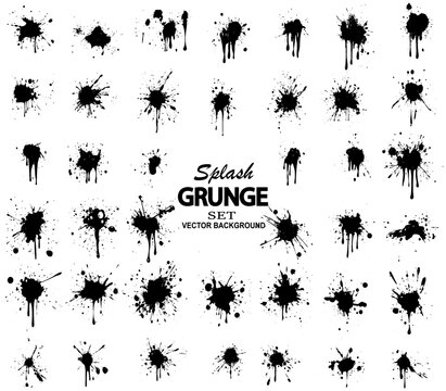 Big set of ink drops splats design vector illustration