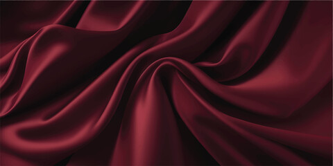 Obraz premium Cherry cardinal red, ruby blood, wine, love, marron, scarlet, carmine trendy passionate bright intense elegant color. Silk satin wrinkled crumpled texture background with folds. Underwear fabric