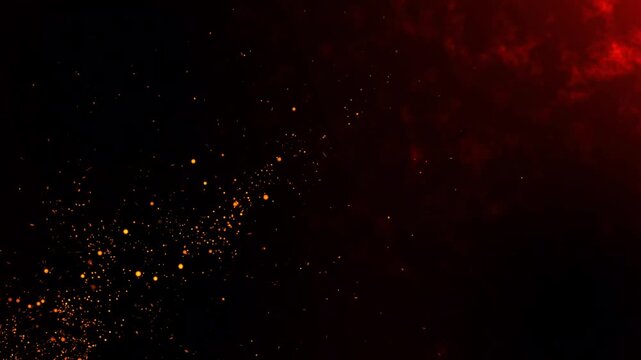 Fire Sparkle Dots Loop flickering Golden confetti. Dust trail loop transition, flying fire ember burning romantic white glitter particle trail animation. glitter line trail particle on black screen.