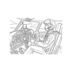 Obraz premium Man wearing headset sitting in cockpit.
