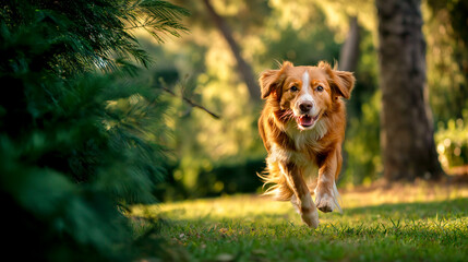golden retriever running in the park