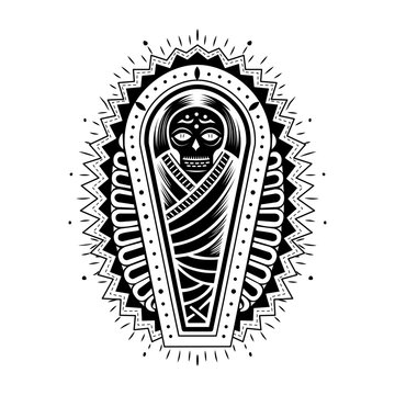 A sketchy style illustration depicting mummification