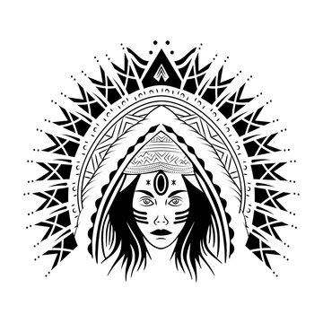 A drawing style illustration representing amaterasu