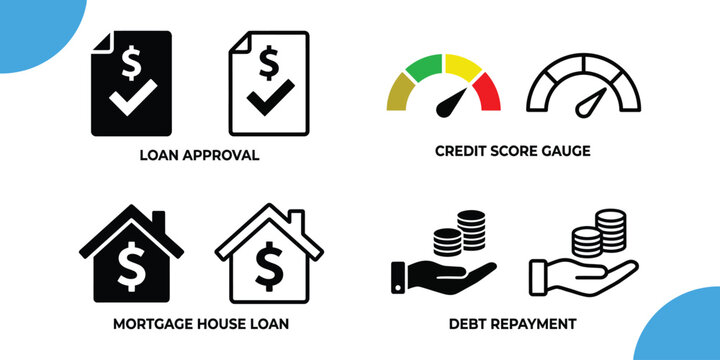 Finance and credit health loan approval mortgage debt repayment and credit score visualized