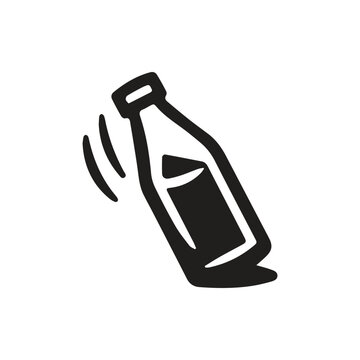 Stylized Bottle Shaking Graphic Representing Liquid Mixing and Drink Agitation