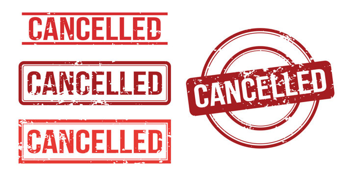 Cancelled Rubber Stamp Red Grunge Cancel Label Office Document Rejected Mark
