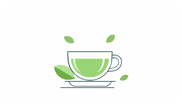 Healthy Green Tea Flat Icon Minimal Beverage Vector