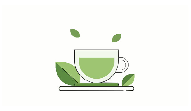 Healthy Green Tea Flat Icon Minimal Beverage Vector
