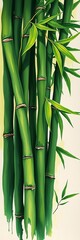 Fototapeta premium Vibrant green bamboo painted with bold strokes on a textured paper, representing growth and vitality, lively, art