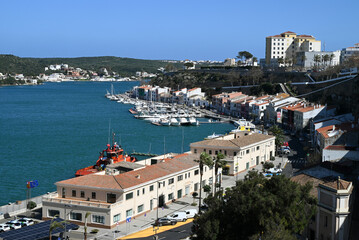 General view of the port of Mahon on the island of Menorca