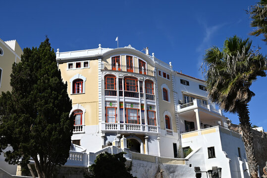 Mahon, Espagne, 16 mars 2026 : Fa&ccedil;ade de la Casa Mir &agrave; Port Mahon sur l'&icirc;le de Minorque