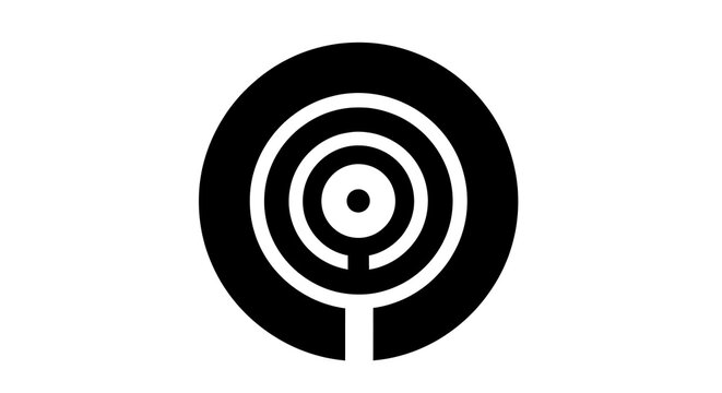 Black and white concentric circles target symbol with maze pattern