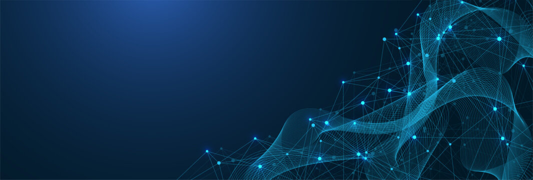 Global network connection concept. Big data visualization. Social network communication in the global computer networks. Internet technology. Business. Science. Illustration