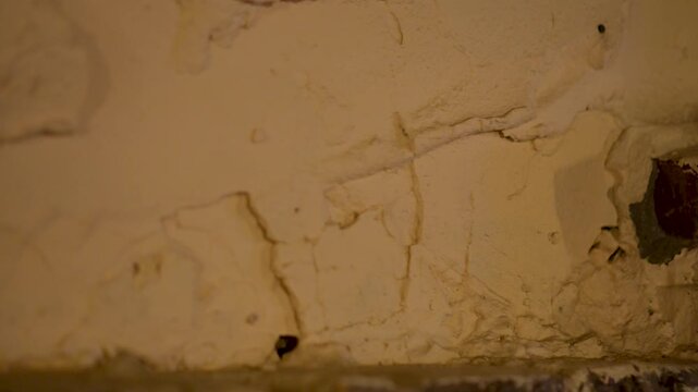 plaster on the brick wall in restaurant