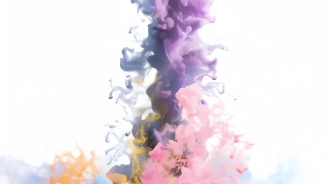 Vibrant Multi Color Smoke Plumes Rising on White