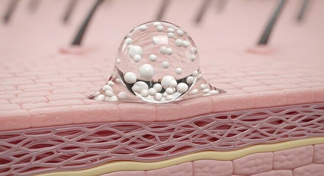 3d illustration of a skin blister filled with fluid and white blood cells on the surface of human skin