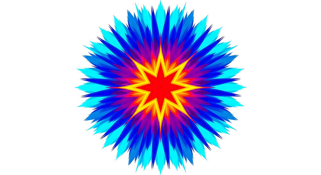 Abstract blue and red starburst pattern on white background
