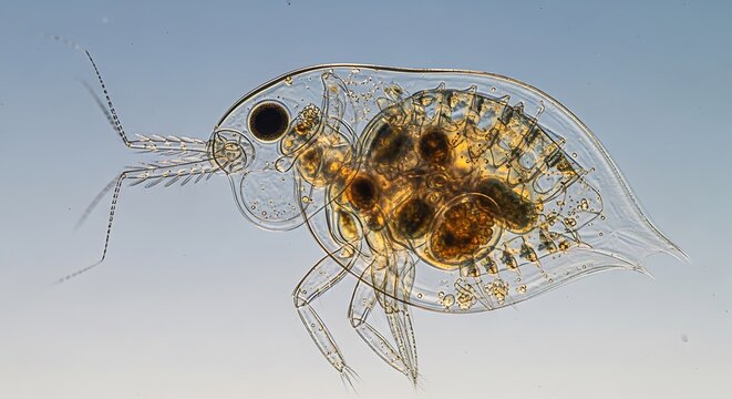 Microscopic View of a Water Flea Showing Internal Anatomy.