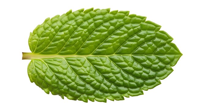 Fresh Green Mint Leaf Isolated on White Background for Culinary Use.