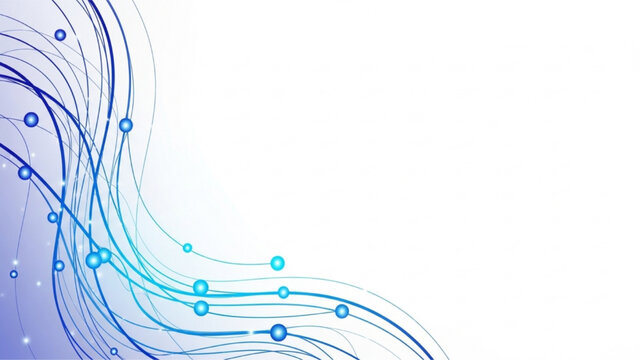 Abstract blue technology data wave background vector banner with copy space