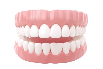 Obraz premium Pediatric dental anatomy chart illustration showing upper and lower arches with complete primary dentition in a front-facing view
