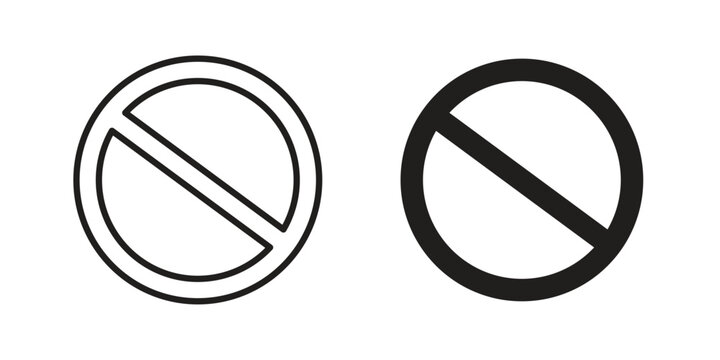 Blocked icon vector design set. Icon Symbol Black Outline and Solid