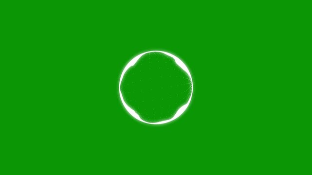 Futuristic audio spectrum circle animation with glowing waveform equalizer reacting to beats, digital sound signal visualization, abstract music waves on green background, 4K