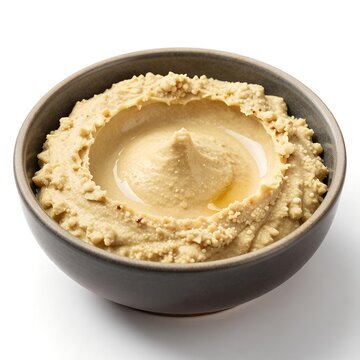 Rustic Lumpy Hummus Texture White Background