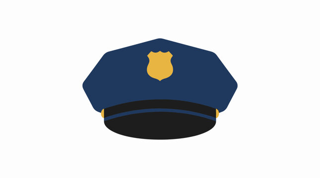 Dark Blue Police Officer Cap Vector with Golden Badge