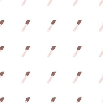 Seamless pattern of baking spatulas isolated on transparent background for design