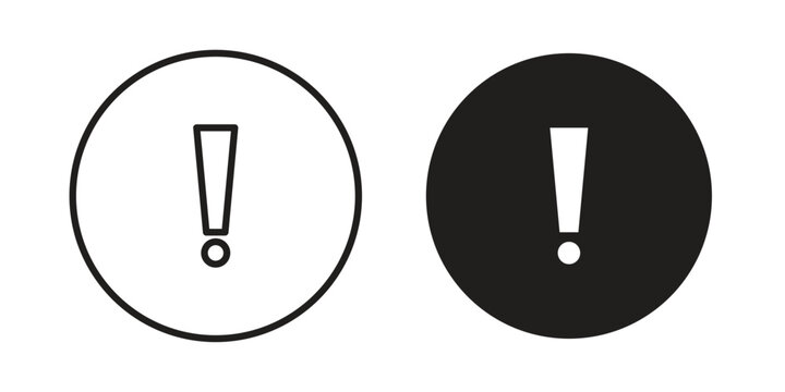 Exclamation button icon vector design set. Icon Symbol Black Outline and Solid
