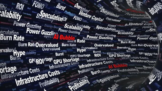 AI BUBBLE Keywords Animation on Tunnel Walls, Background, Loop
