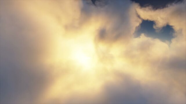 3d Animation of a camera flying through clouds