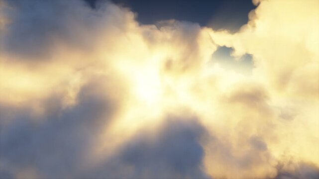 3d Animation of a camera flying through clouds