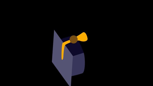 4k vector animation of multiple graduation caps thrown upwards against a green screen background for dynamic video transitions.