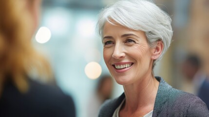 Fototapeta premium Woman smiling during a conversation