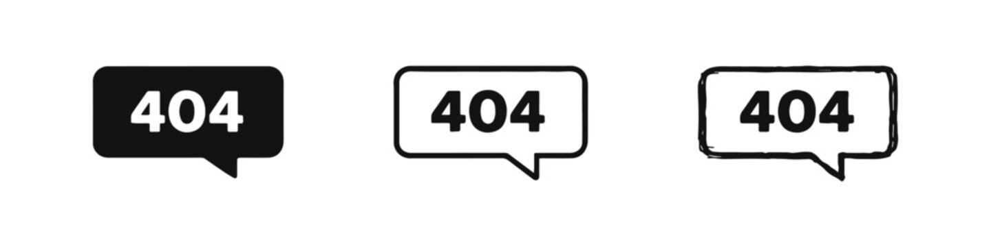 404 error message in a speech bubble, indicating page not found or broken link.