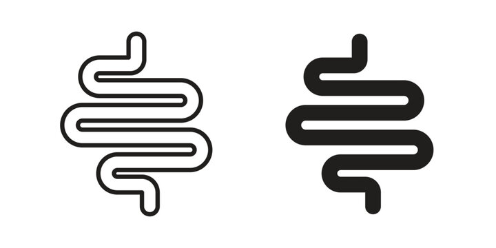 Intestine icon vector design set. Icon Symbol Black Outline and Solid
