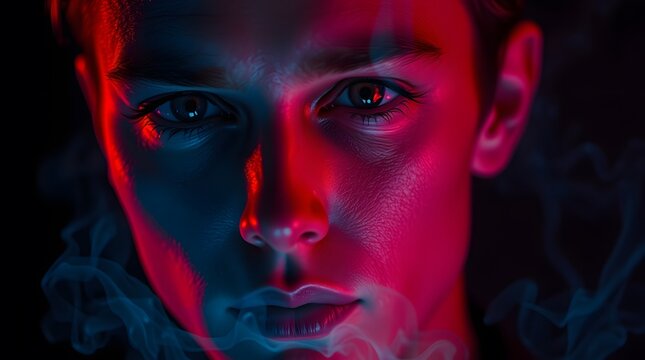 Glamorous woman with colorful creative makeup in studio close-up portrait

