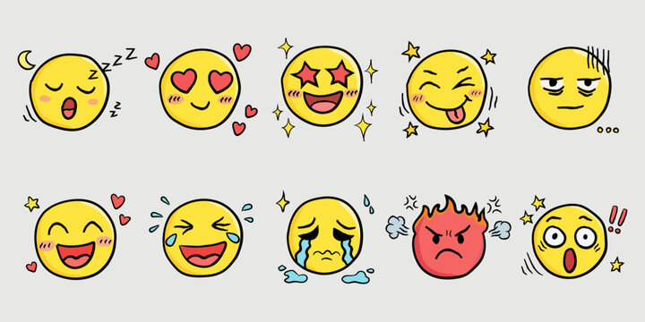 A Collection of Cute Emojis&mdash;Ideal for Social Media Stickers, Chat Sticker Packs, Children's Emotional Awareness Cards, and Supplementary Materials for Psychology Courses.
