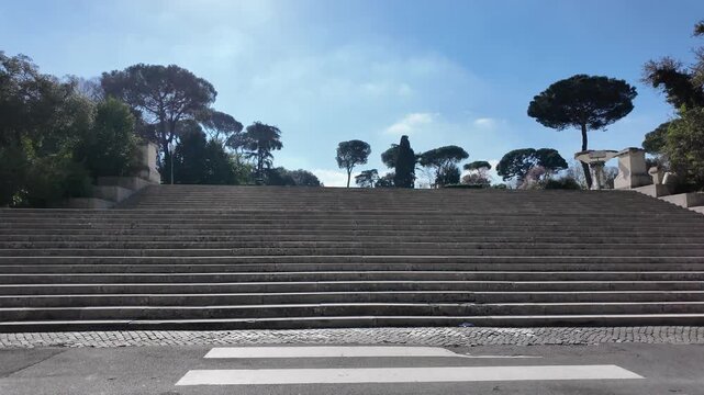 Grand Stairs Leading To Villa Borghese Park In Rome