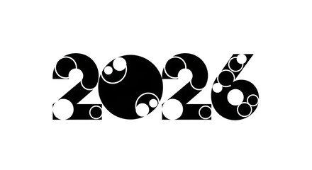 Fototapeta premium 2026, futuristic date, black numbers, white accents, typography