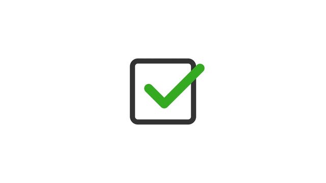 Checkbox check mark animation with green tick selection effect on white background minimal UI element for app web interface confirmation approval and form interaction design clean modern style