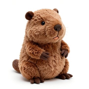 Soft Plush Beaver Toy White Background