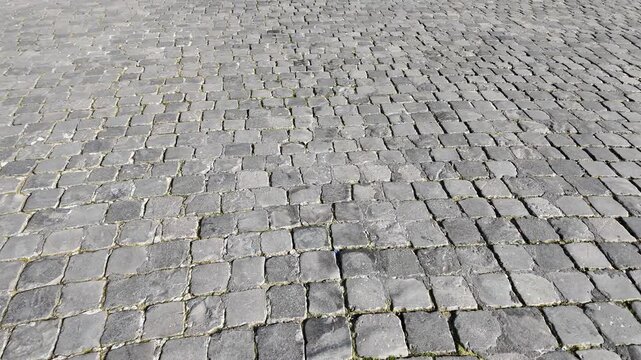 Historic Roman Cobblestones Pavement Sampietrini Close Up